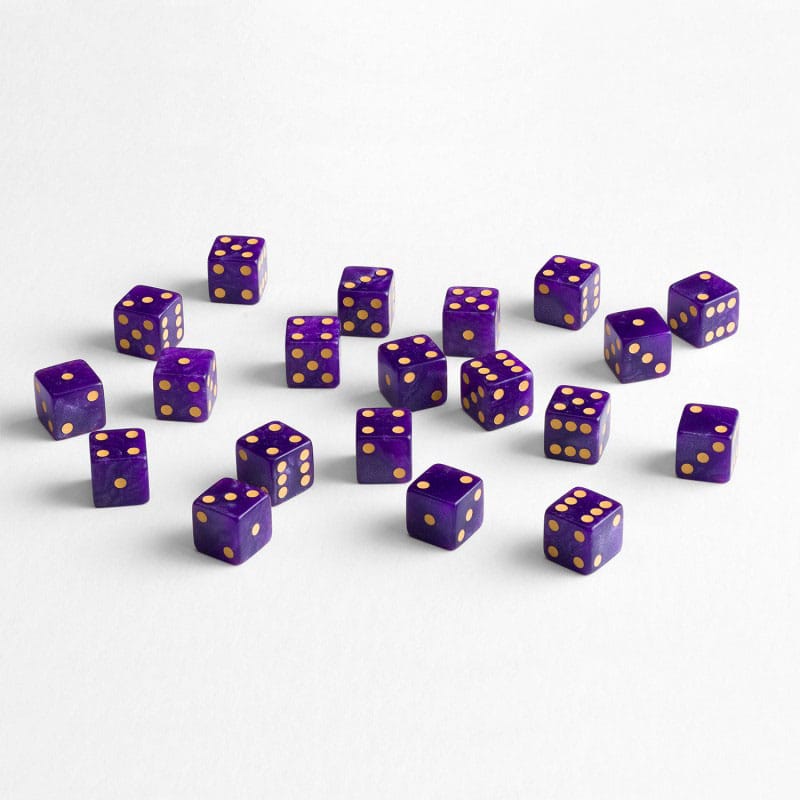 Set di dadi Q Workshop Full Pack D6 Shimmering Purple, 20 dadi a 6 facce