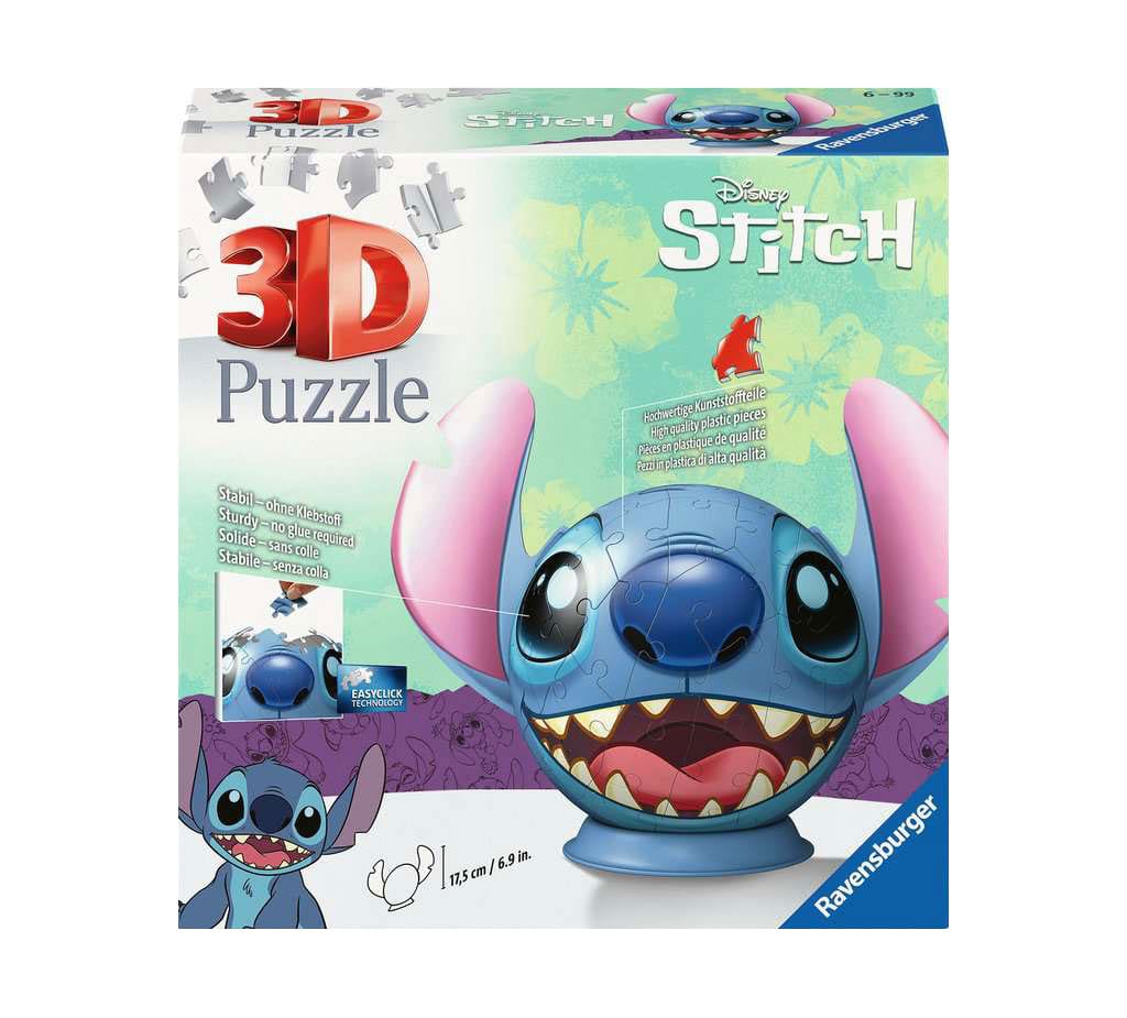 Lilo & Stitch 3D Puzzle Palla con Orecchie Stitch 77 pezzi Ravensburger