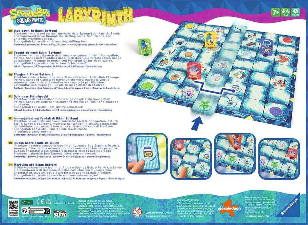 SpongeBob SquarePants Labyrinth - Gioco da Tavolo Ravensburger, 2-4 Giocatori, 7+ Anni