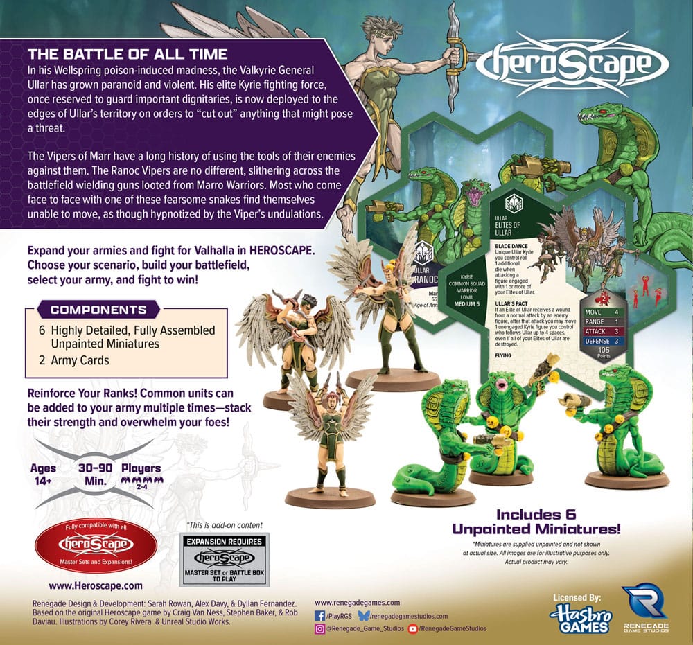 Heroscape Espansione Esercito Age of Annihilation Elites of Ullar & Ranoc Vipers (Unità Comuni) - Versione Inglese