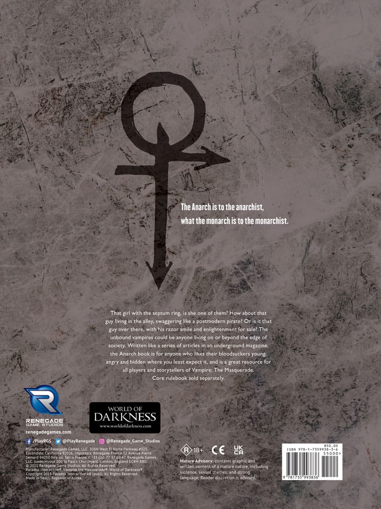 Vampire: The Masquerade 5th Edition Alma Maters Sourcebook - Renegade (Inglese)