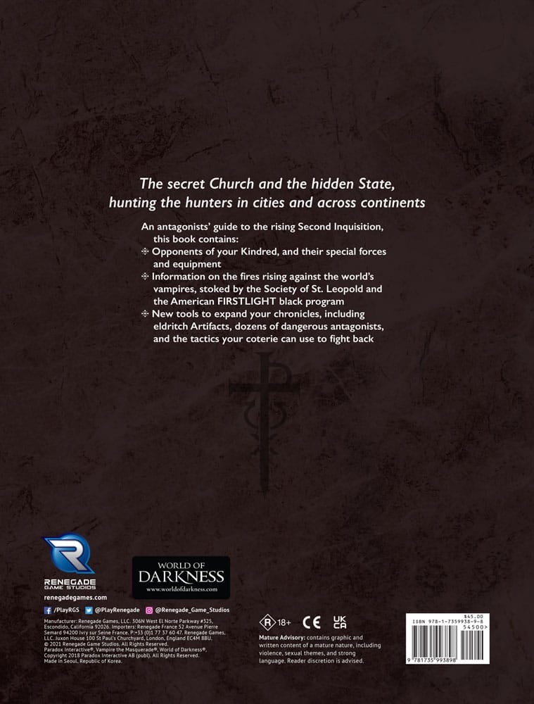 Vampire: The Masquerade 5th Edition - Second Inquisition (Inglese) - Renegade
