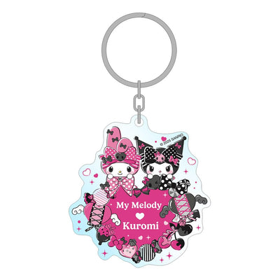 Sanrio Pink Black Party Series Portachiavi Acrilico My Melody & Kuromi 7 cm