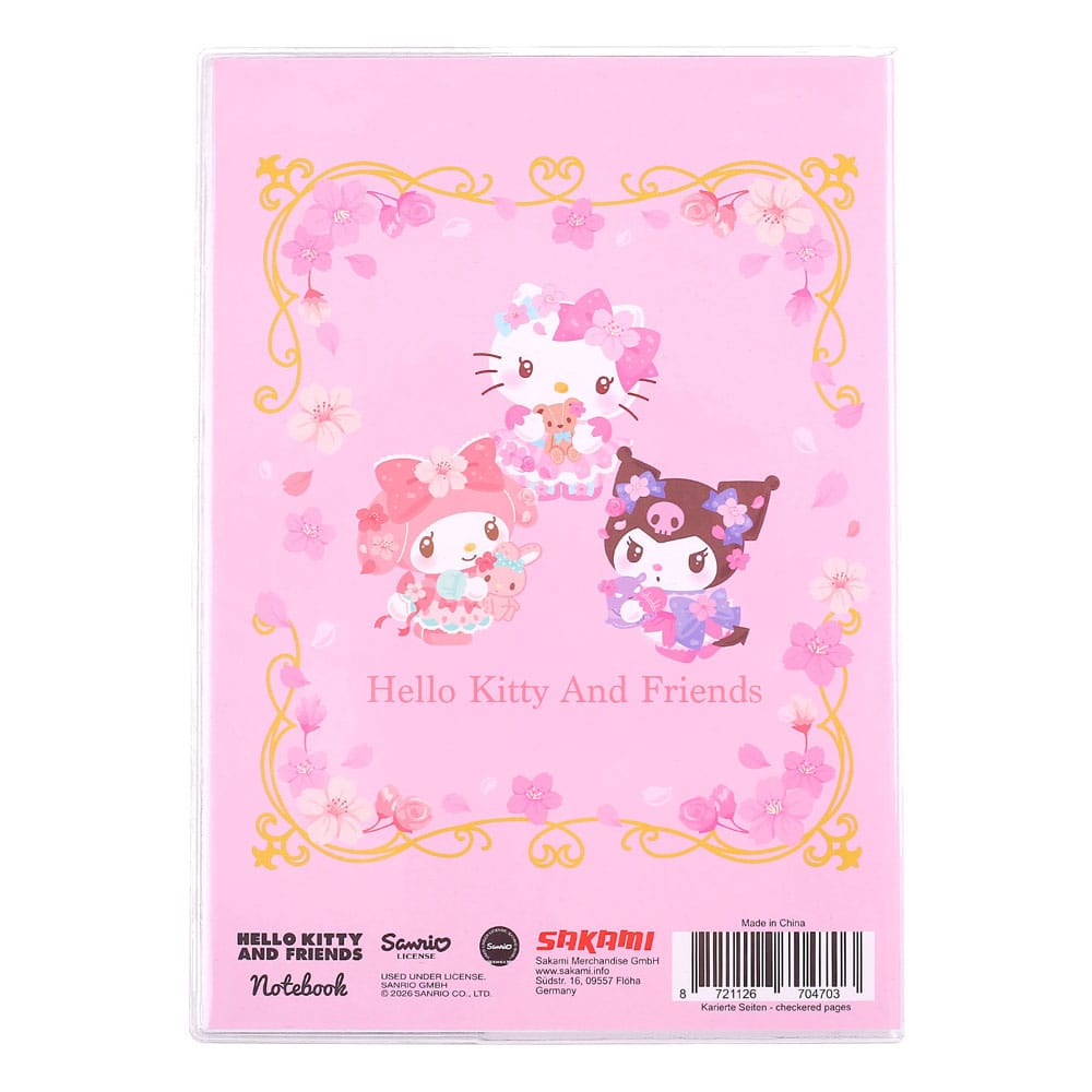 Quaderno Sanrio Hello Kitty & Friends Sakura Series con motivo olografico a scacchi, formato A5 - Sakami Merchandise