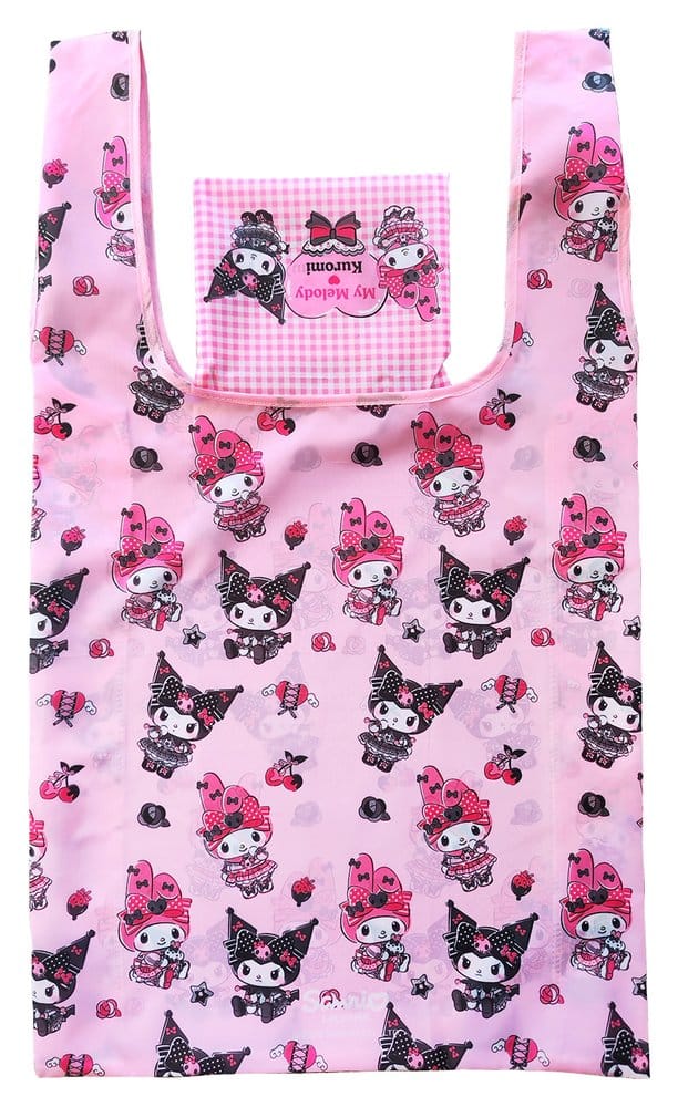 Sanrio Pink Black Party Series Borsa Tote Pieghevole Kuromi & My Melody Sakami Merchandise