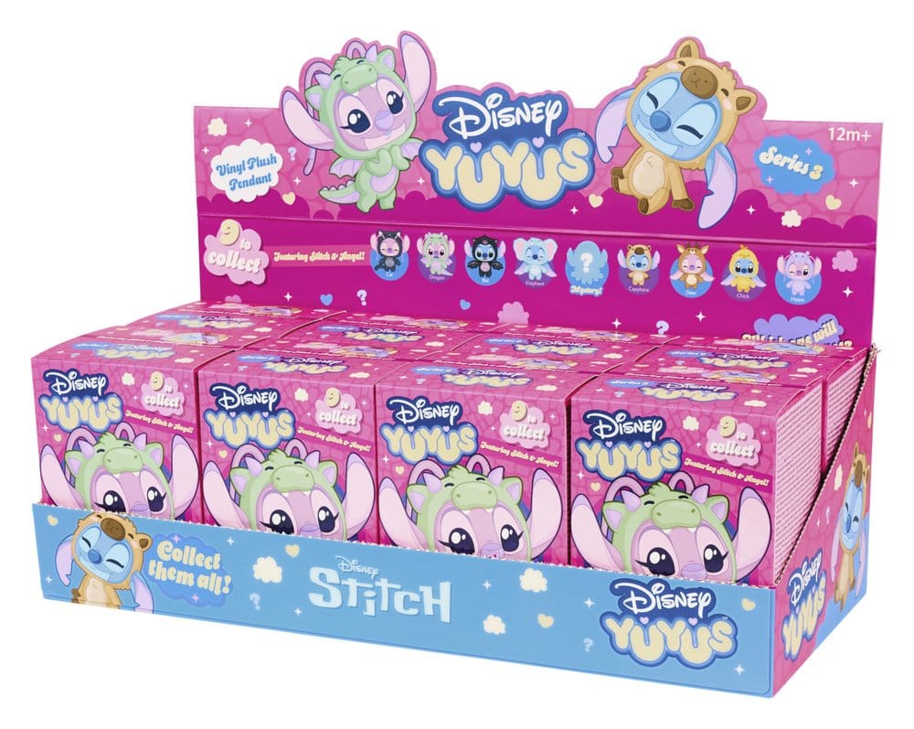 Peluche Disney YUYUS Stitch & Angel, esposizione di 8 buste cieche Simba