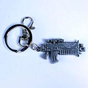 Portachiavi in metallo Warhammer 40K Bolter con finitura metallica, Semic