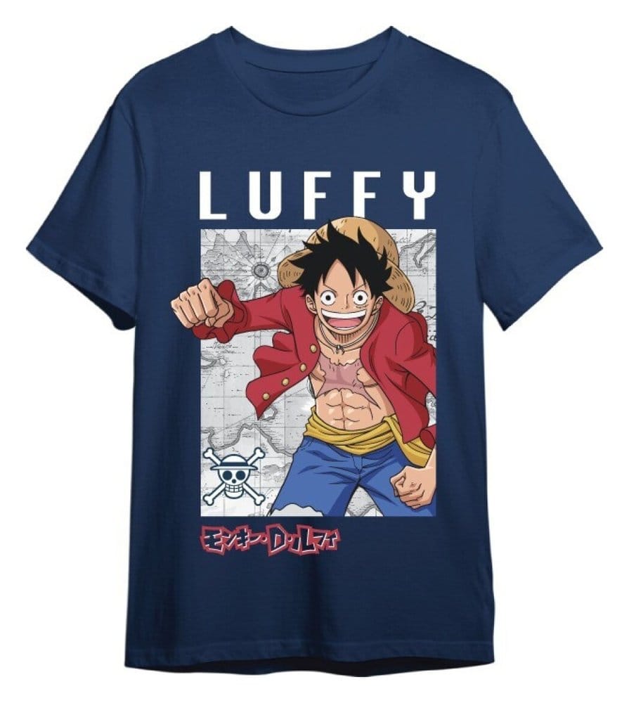 T-shirt One Piece Monkey D. Luffy Mapa Denim taglia S Superplay