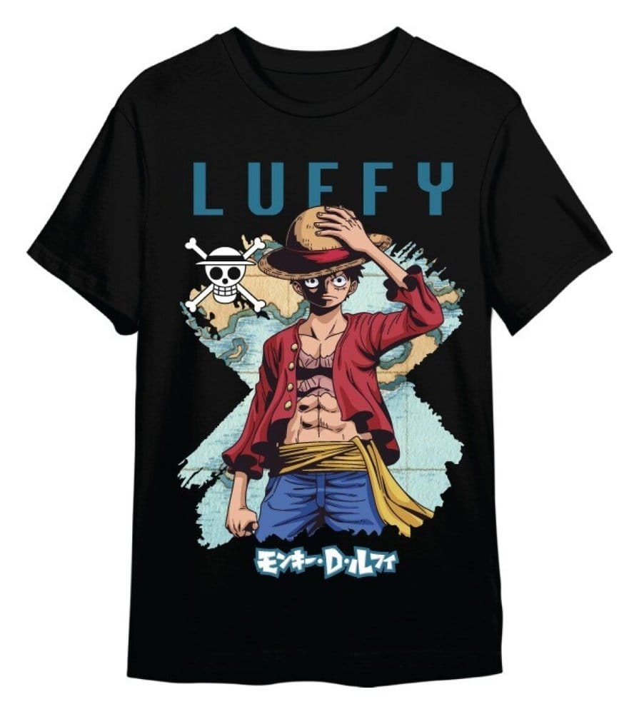 T-shirt One Piece Monkey D. Luffy Mapa nera taglia XL Superplay