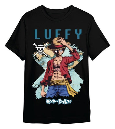 T-shirt One Piece Monkey D. Luffy Mapa nera taglia XL Superplay