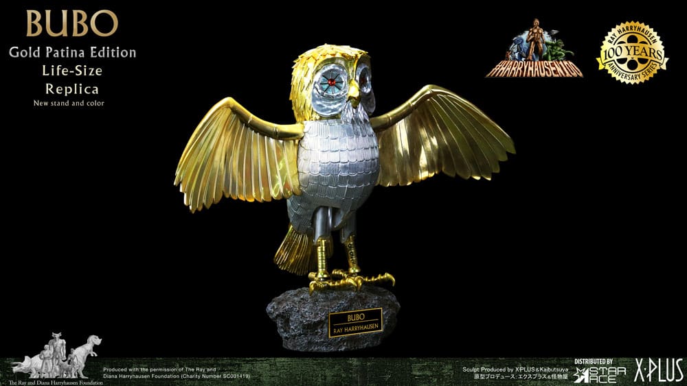Statua Bubo di Clash of the Titans, Edizione Patina Oro, Versione Normale, 34 cm, Star Ace Toys
