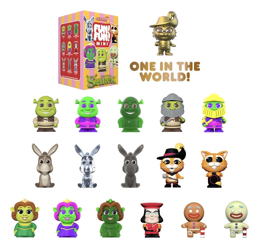 Shrek Fun! Fun! Mini Figures Wave 01 Blind Box Display (9) - Super7
