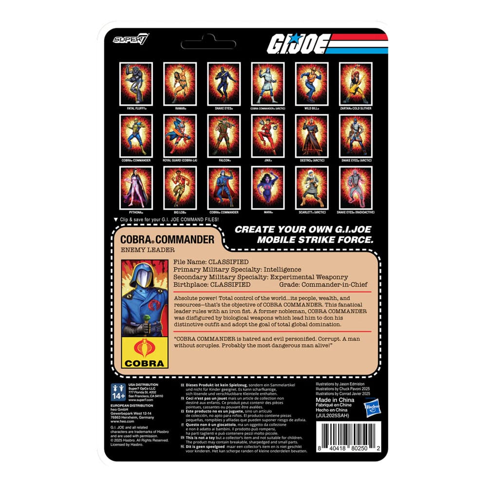 GI Joe ReAction+ Action Figure Wave 06 Cobra Commander (Movie, Black Cape) 10 cm - Super7