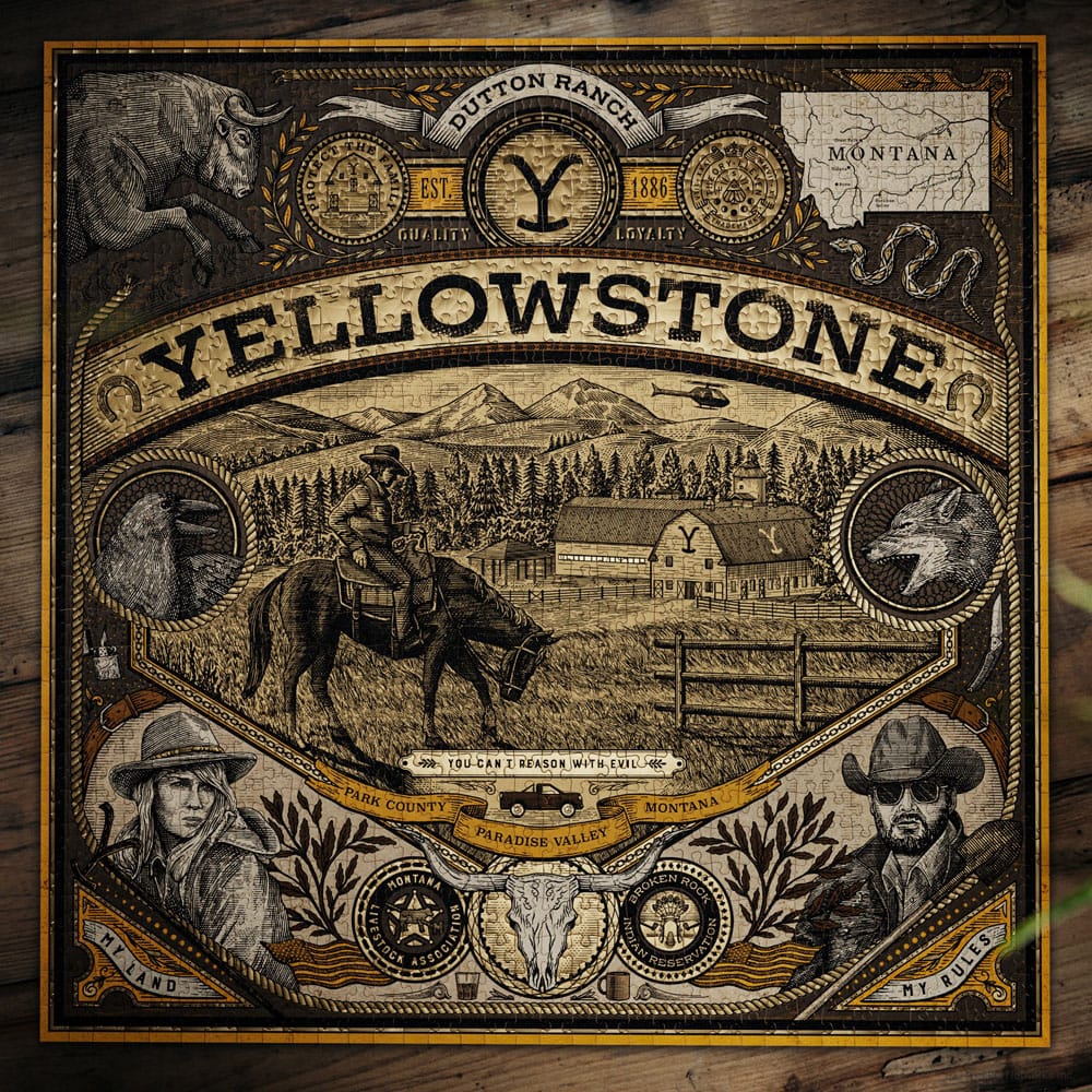 Yellowstone Puzzle 1000 Pezzi con Dettagli Oro - Theory11