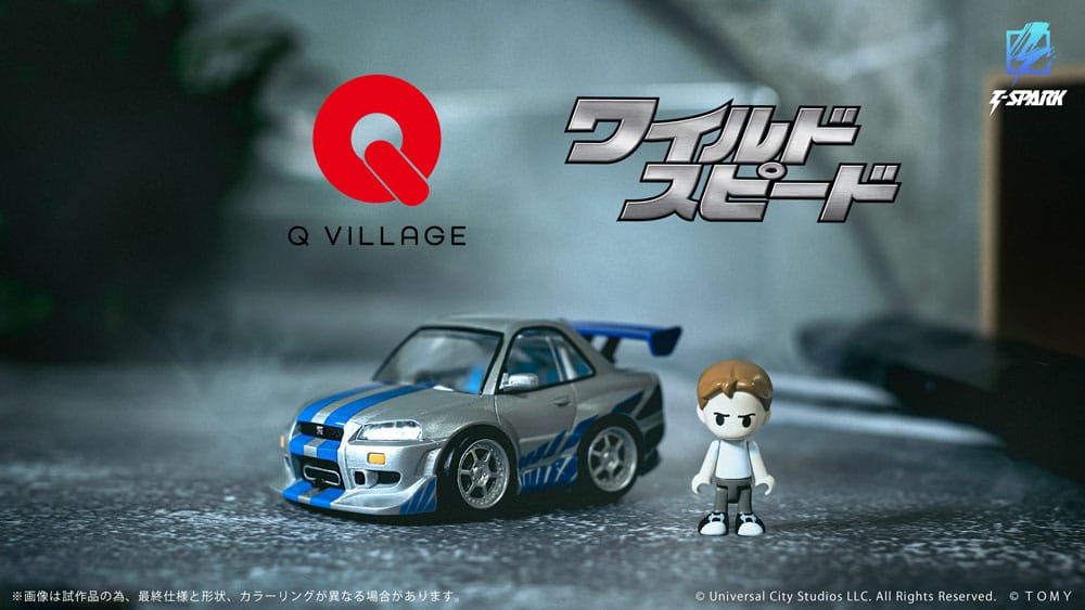 Fast & Furious Q-Village Veicolo con mini-figura Nissan Skyline GT-R (R34) 9 cm Takara Tomy