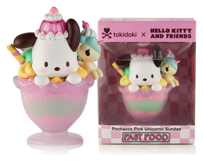 Hello Kitty & Friends Pochacco Fast Food Pink Unicorn Sundae - Figurina in PVC 9 cm Tokidoki