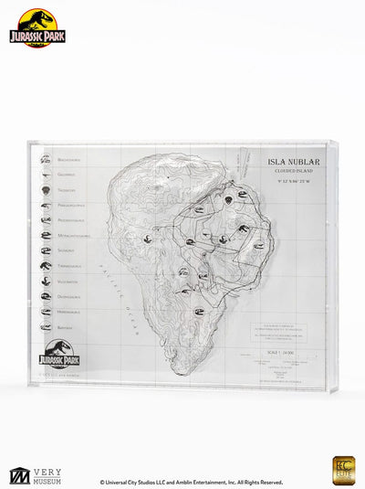 Jurassic Park Mappa Topografica Isla Nublar - Decorazione da Collezione Elite Creature Collectibles