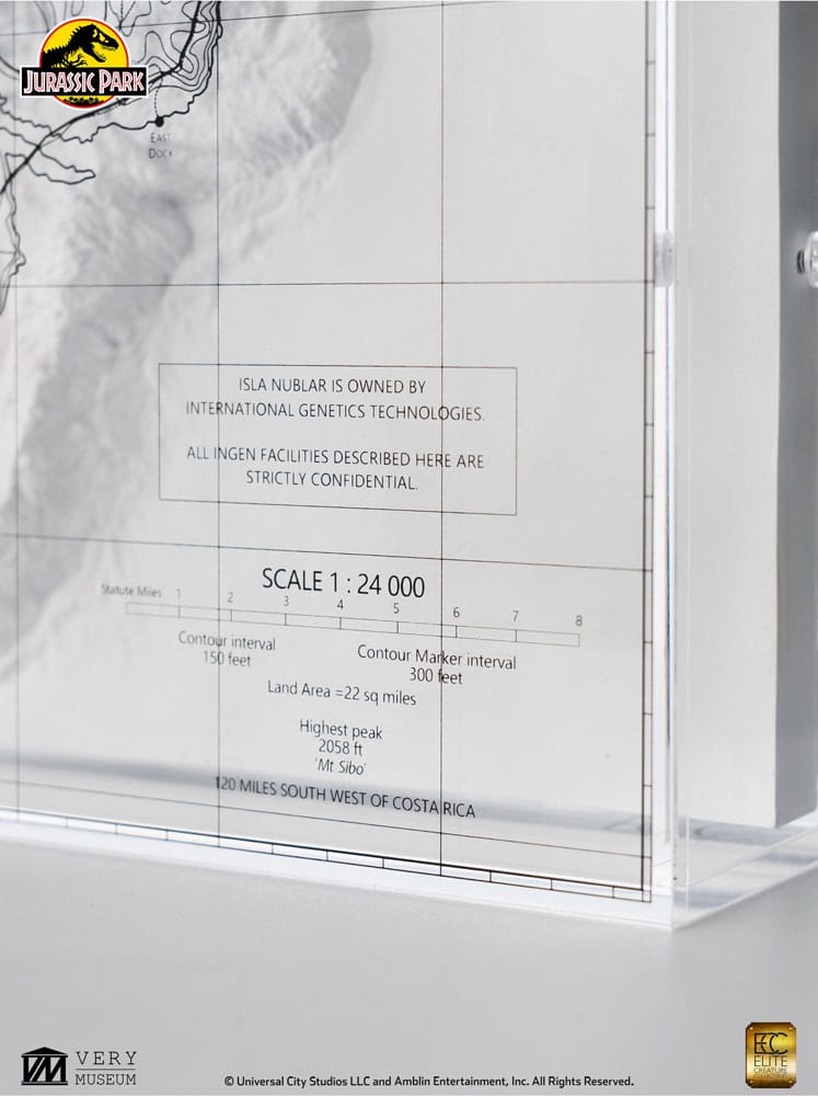 Jurassic Park Mappa Topografica Isla Nublar - Decorazione da Collezione Elite Creature Collectibles