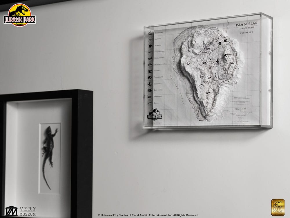 Jurassic Park Mappa Topografica Isla Nublar - Decorazione da Collezione Elite Creature Collectibles