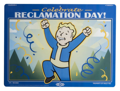 Cartello in metallo Fallout Reclamation Day di Trick Or Treat Studios