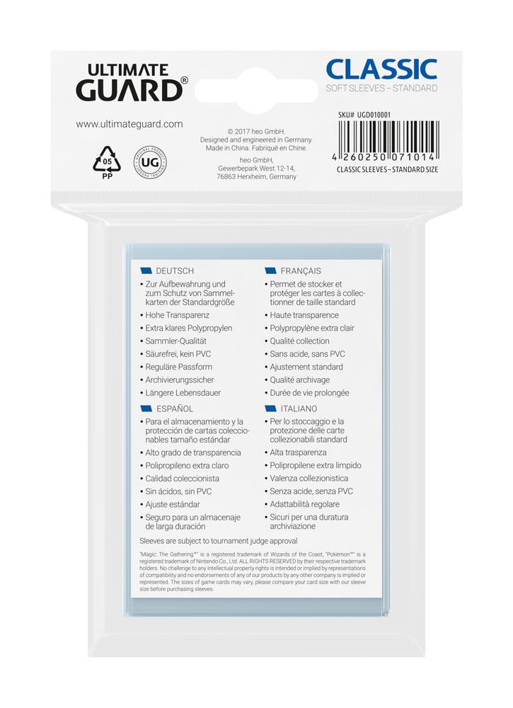 Ultimate Guard Classic Sleeves Standard Size (100) – Protezione per Carte