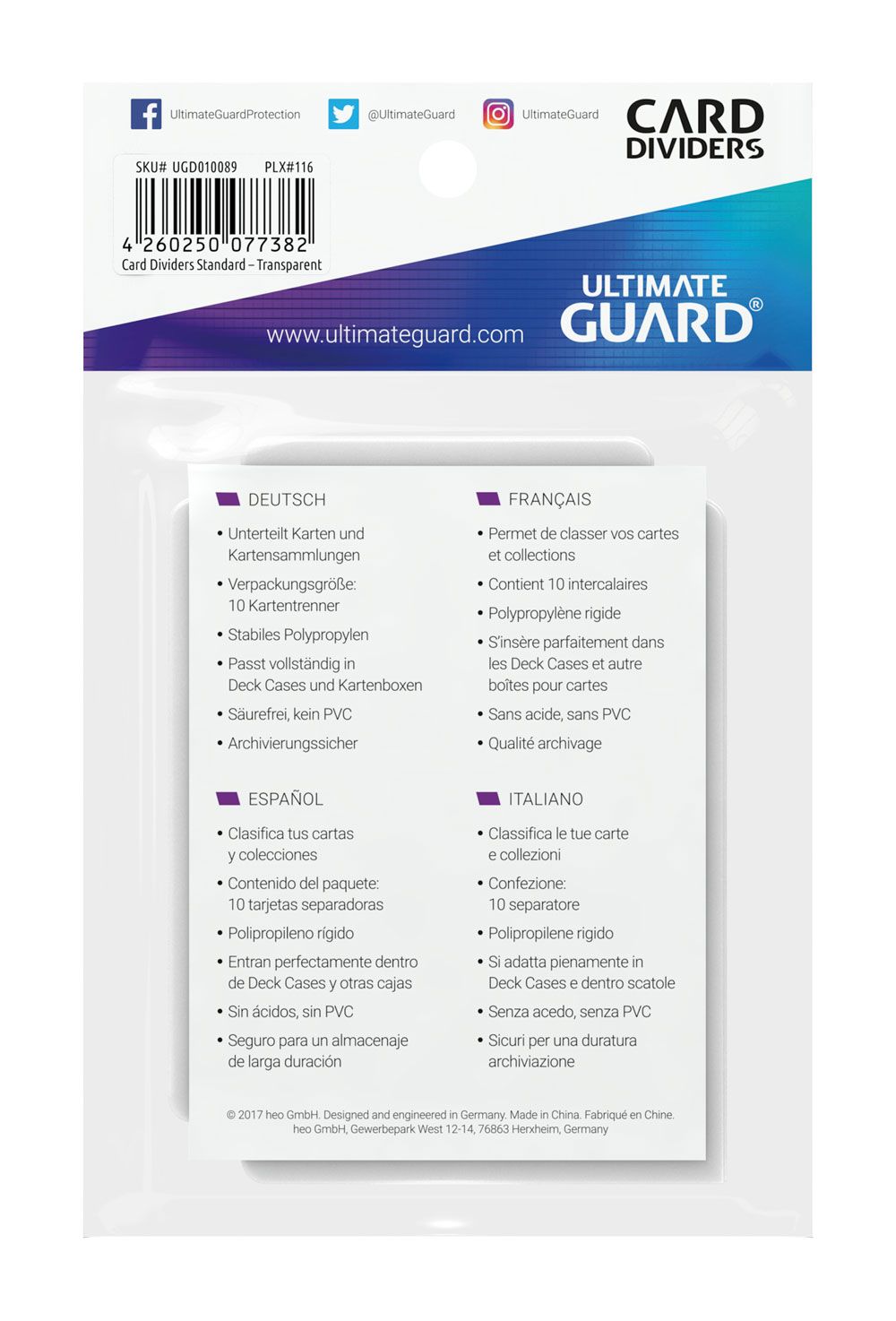 Ultimate Guard Divisori per Carte Standard Size (10) - Trasparenti