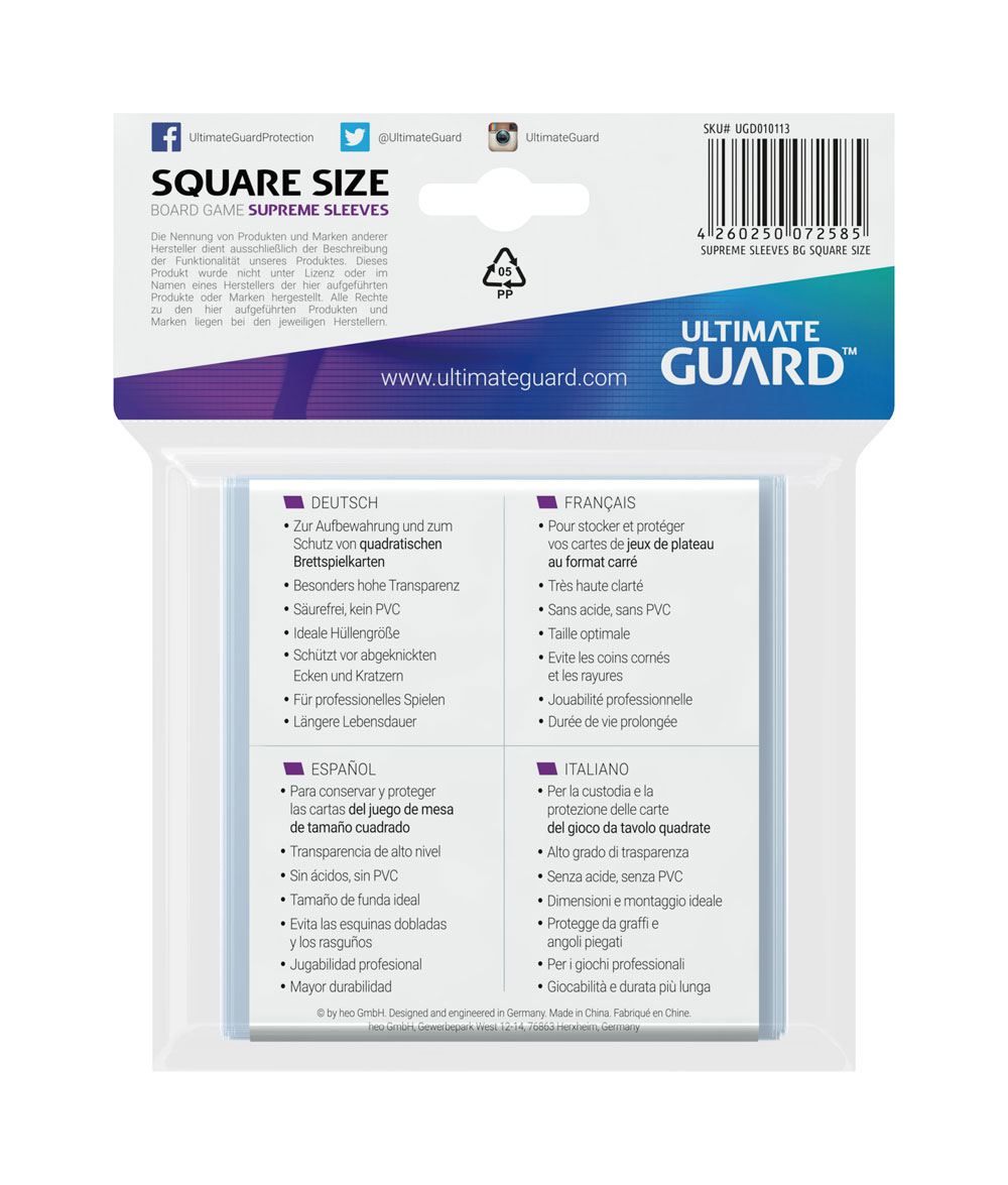Ultimate Guard Supreme Sleeves per Carte Quadrate da Gioco (50)