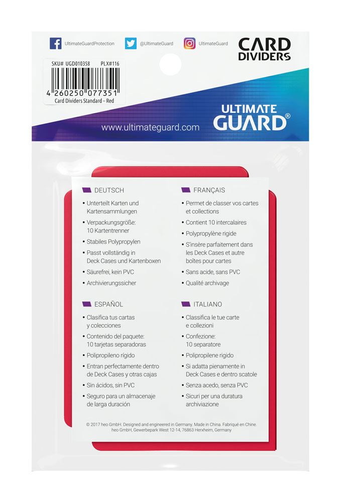 Ultimate Guard Divisori per Carte Formato Standard (10) - Rosso