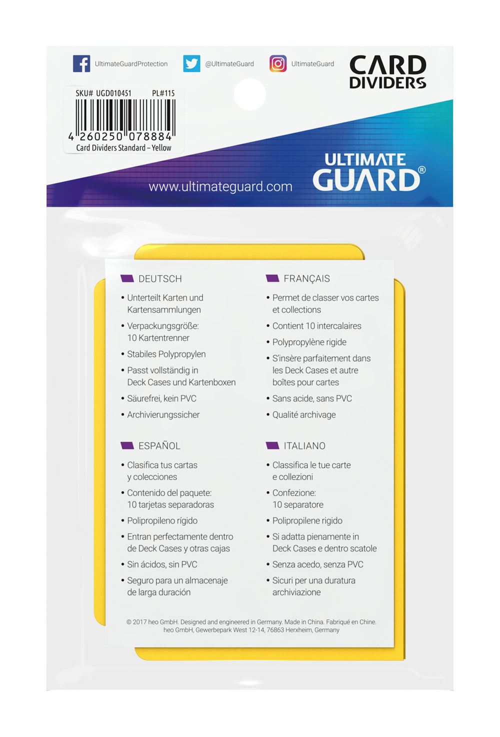 Ultimate Guard Divisori per Carte Standard (10) - Giallo
