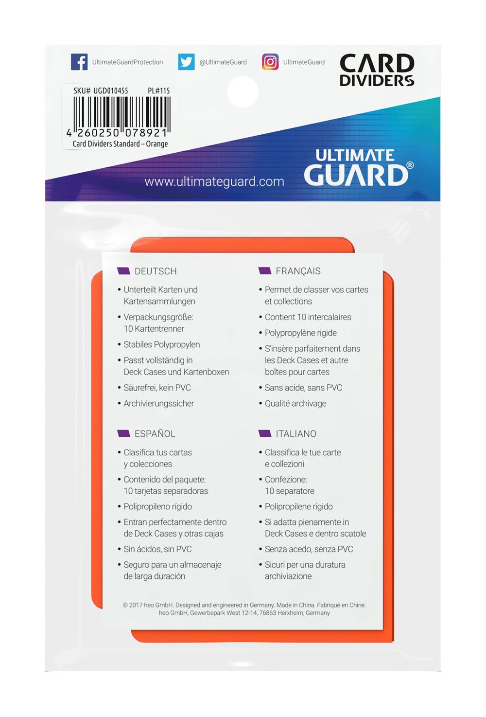 Ultimate Guard Divisori per Carte Standard (10) - Arancione