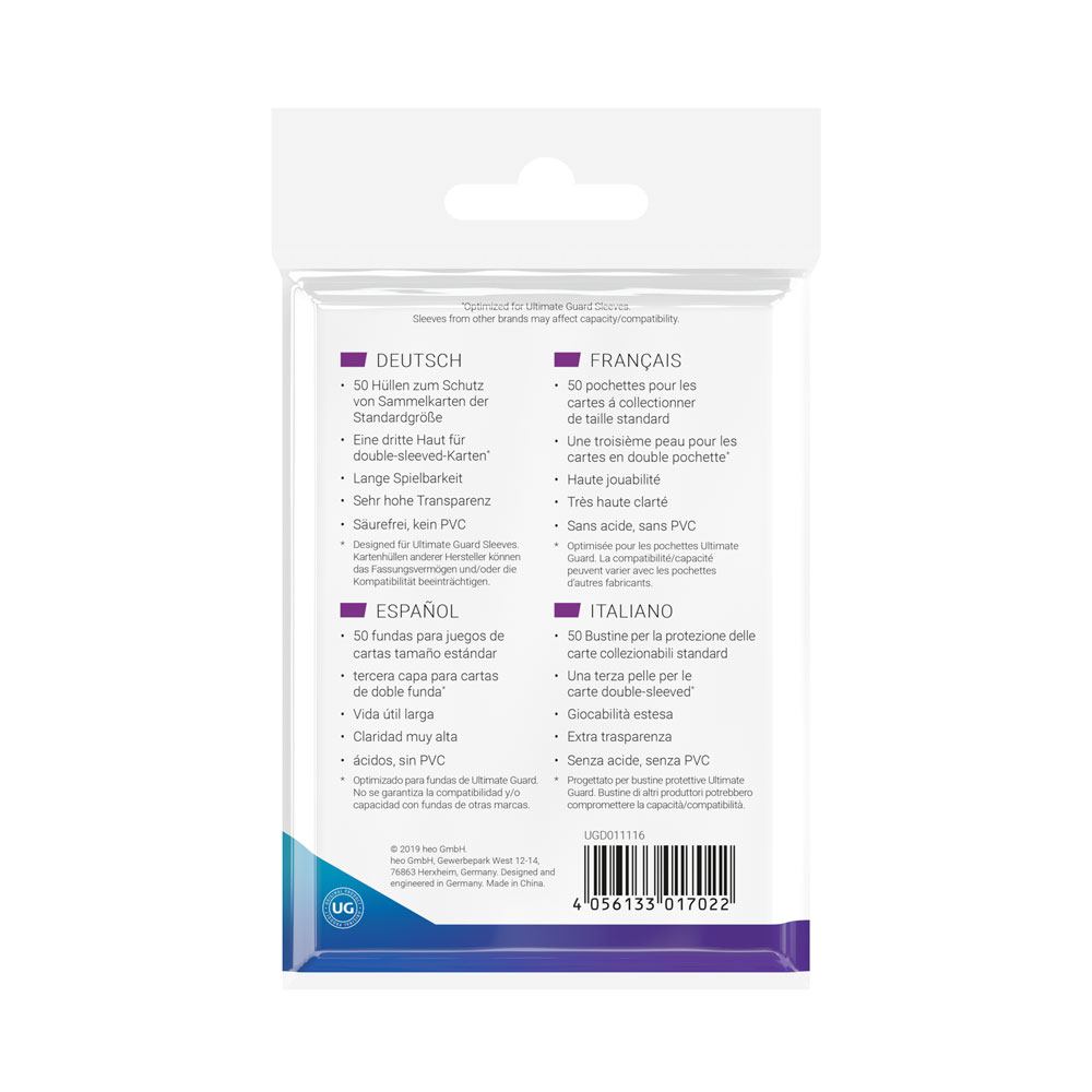 Ultimate Guard Supreme UX 3rd Skin Sleeves – Sovracustodie trasparenti per carte standard, 50 pezzi