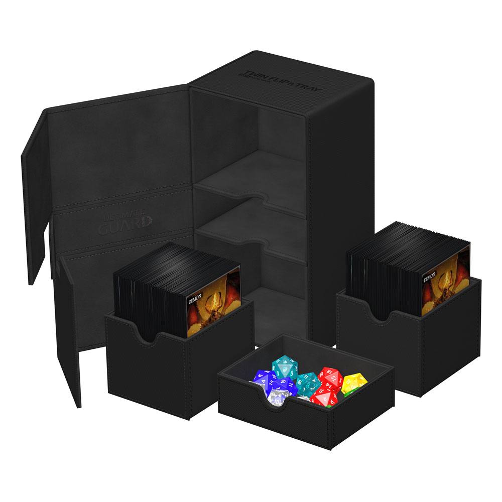 Ultimate Guard Twin Flip'n'Tray 200+ Xenoskin - Deck box nera per 200+ carte