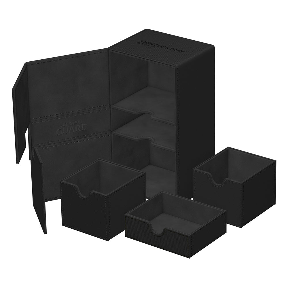 Ultimate Guard Twin Flip'n'Tray 200+ Xenoskin - Deck box nera per 200+ carte
