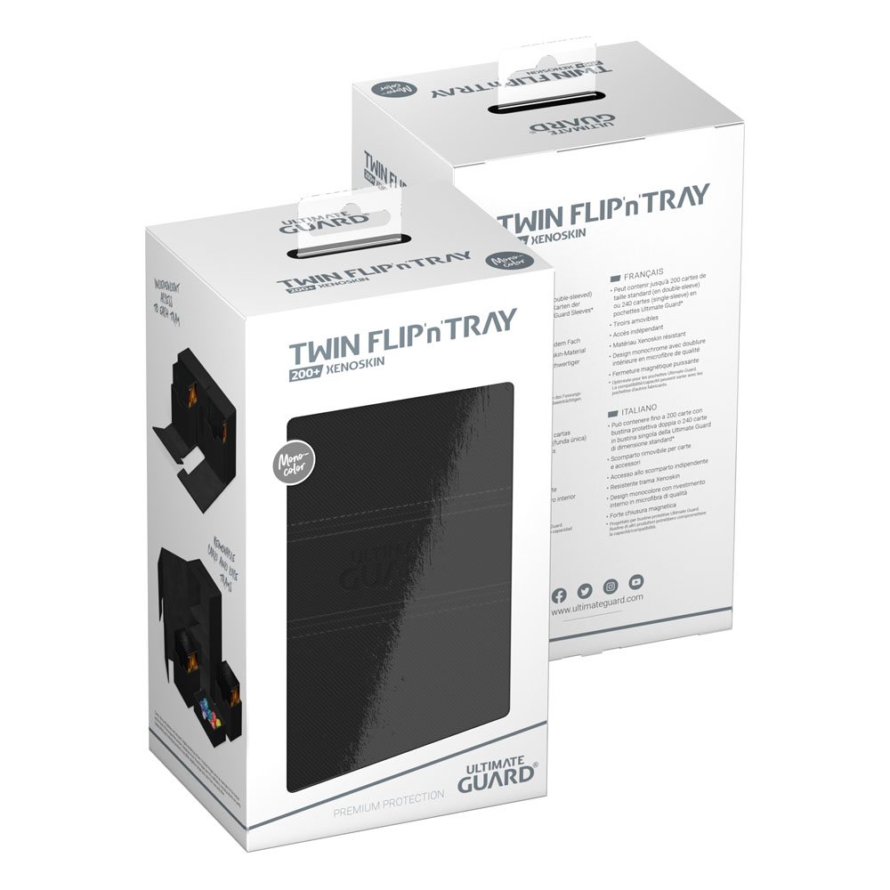 Ultimate Guard Twin Flip'n'Tray 200+ Xenoskin - Deck box nera per 200+ carte