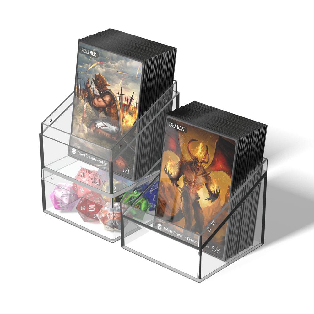 Ultimate Guard Boulder'n'Tray 100+ - Portadeck con vassoio rimovibile, trasparente