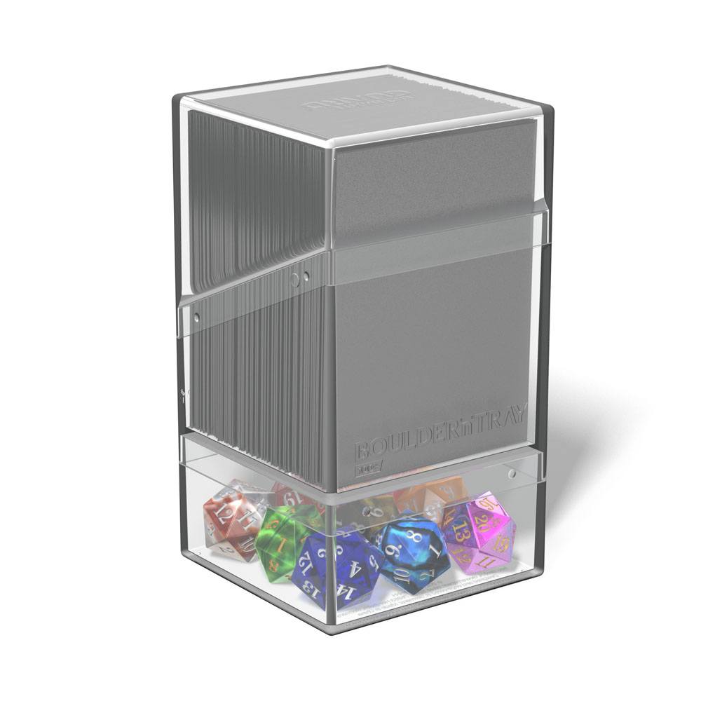 Ultimate Guard Boulder'n'Tray 100+ - Portadeck con vassoio rimovibile, trasparente