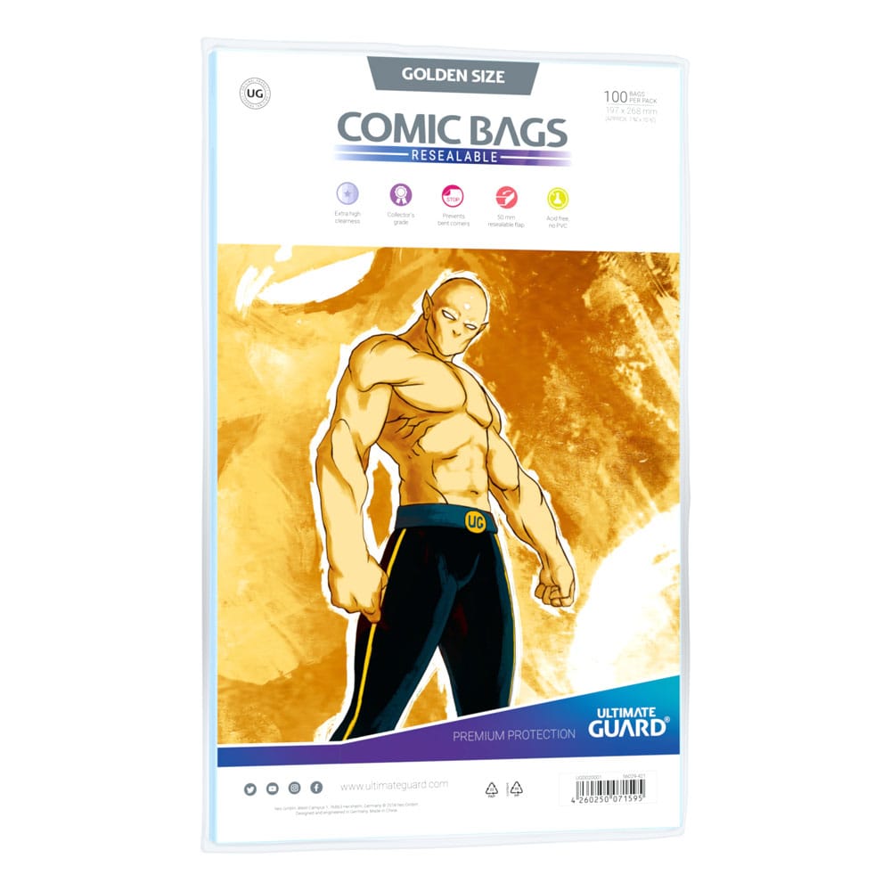 Ultimate Guard Comic Bags Richiudibili Golden Size (100 pezzi) - Custodia protettiva per fumetti
