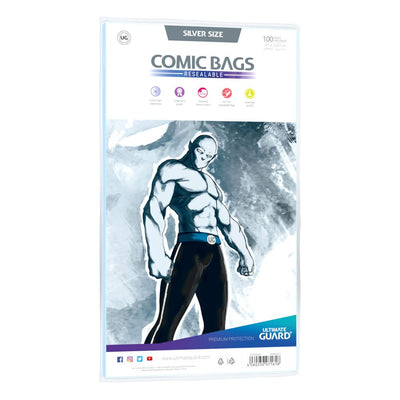 Ultimate Guard Comic Bags Resealable Silver Size (100) - Custodie per Fumetti