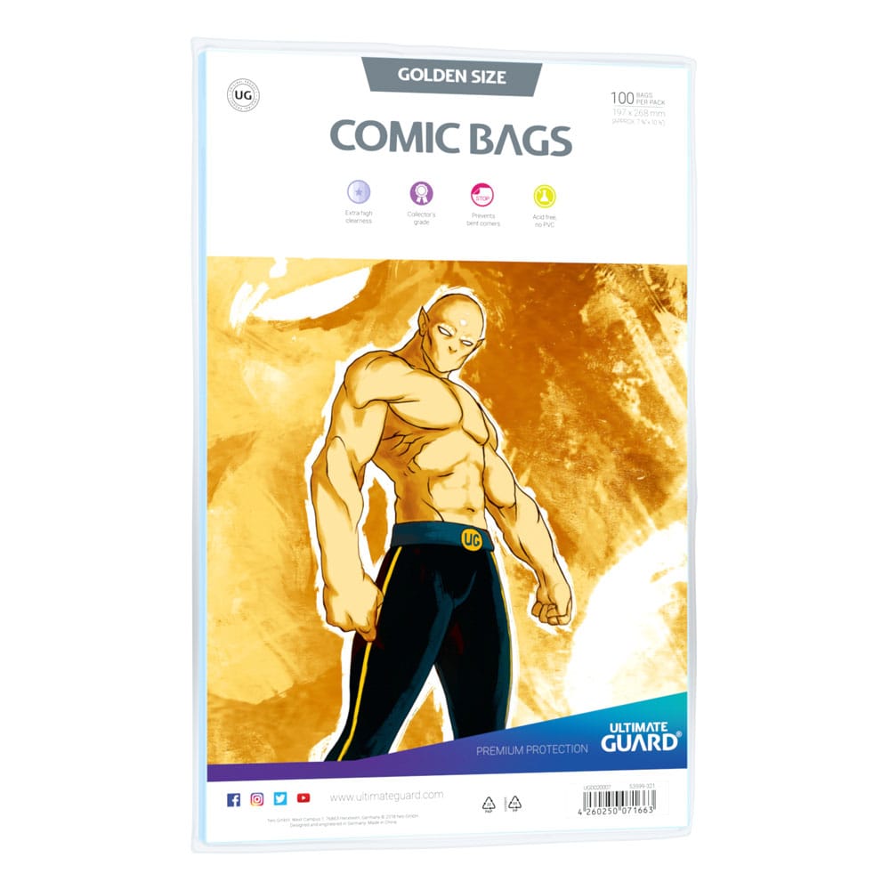 Ultimate Guard Comic Bags Standard (100) - Golden Size, buste protettive per fumetti