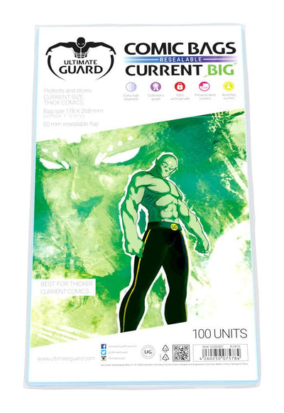 Ultimate Guard Comic Bags Richiudibili (100) - Formato Current Big Size