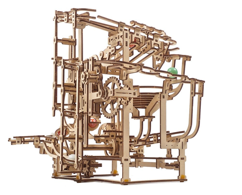 Ugears Marble Run Stepped Hoist, modellino in legno con biglie, 355 pezzi