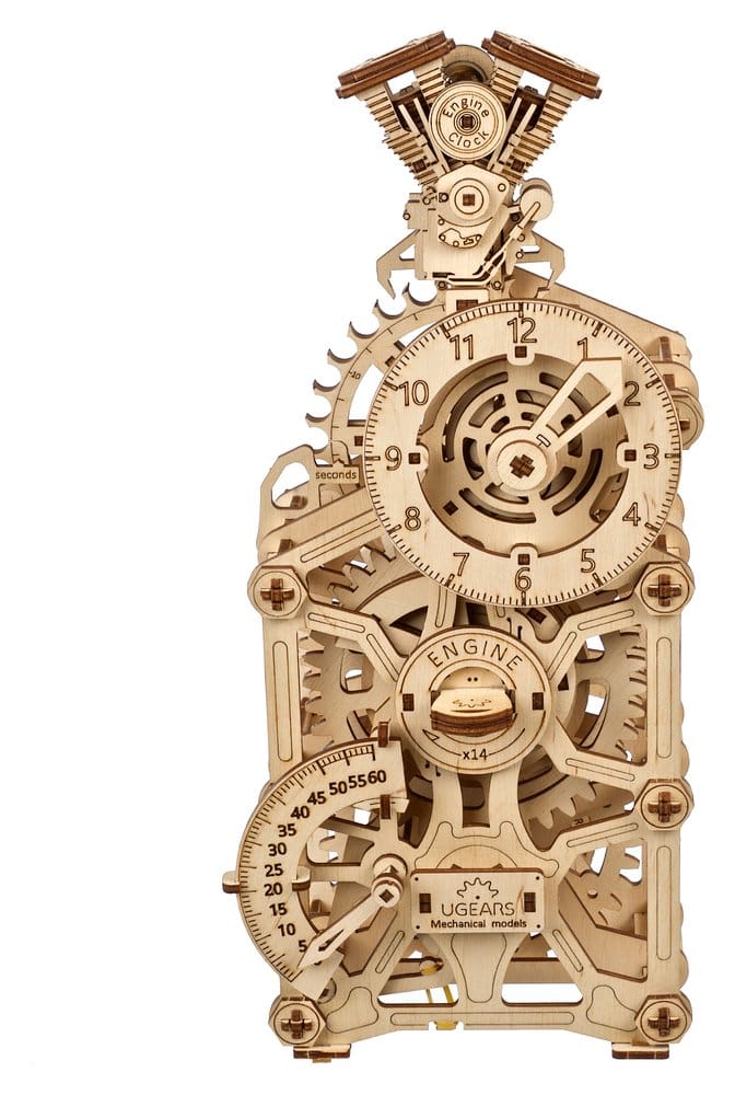 Ugears Modellino in Legno Engine Clock Orologio da Tavolo Meccanico