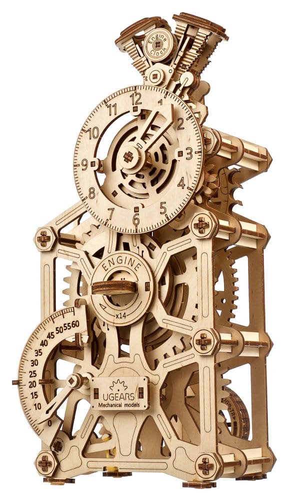 Ugears Modellino in Legno Engine Clock Orologio da Tavolo Meccanico