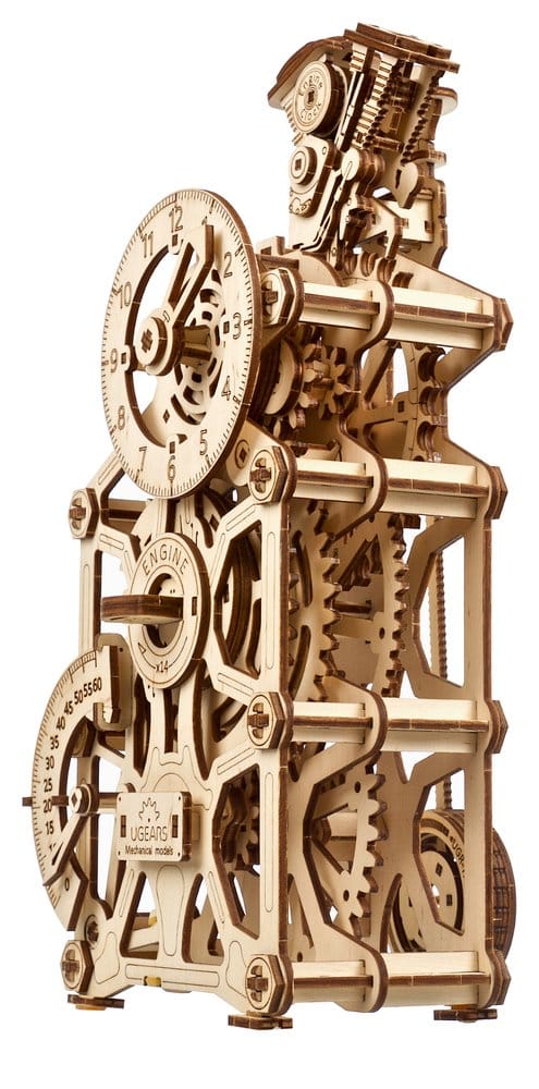 Ugears Modellino in Legno Engine Clock Orologio da Tavolo Meccanico