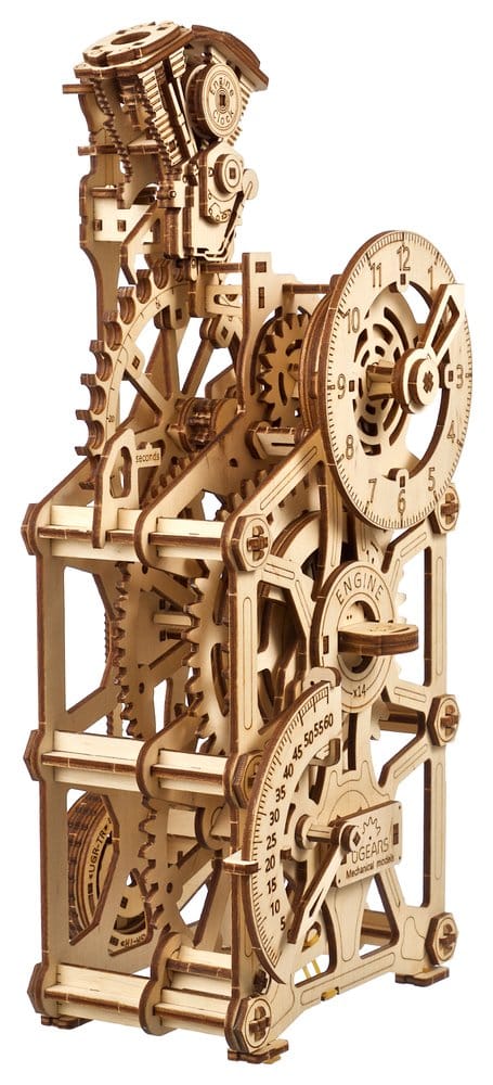 Ugears Modellino in Legno Engine Clock Orologio da Tavolo Meccanico