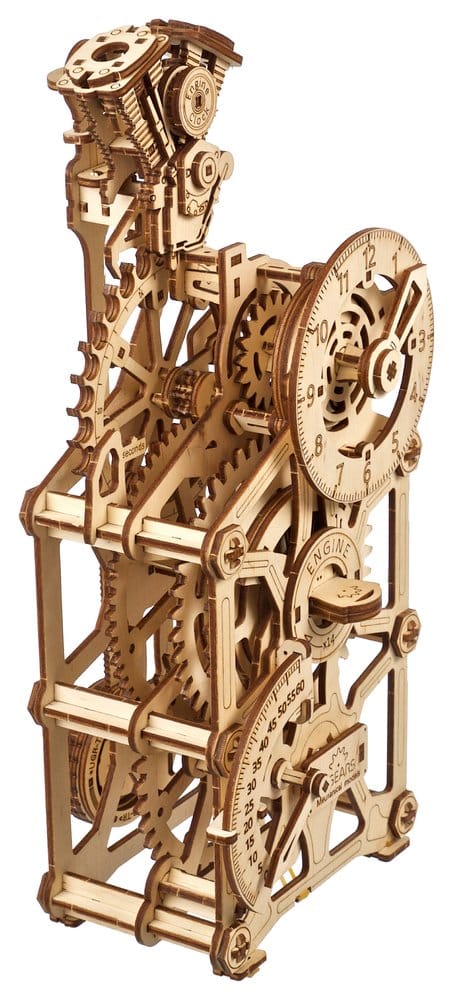 Ugears Modellino in Legno Engine Clock Orologio da Tavolo Meccanico