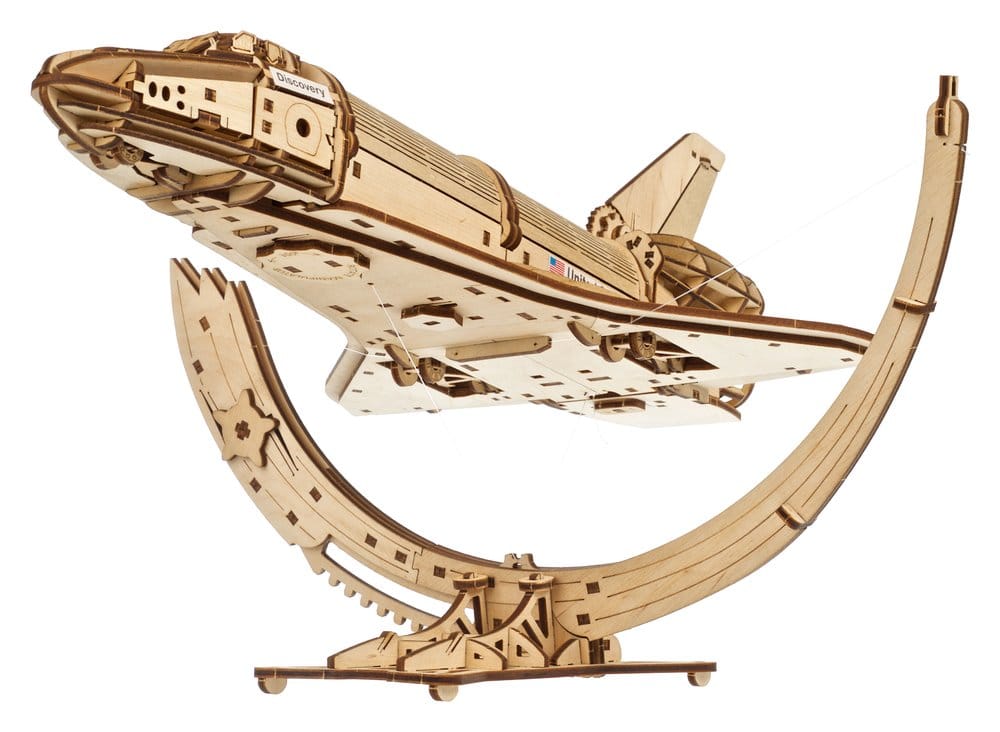 NASA Space Shuttle Discovery Modellino in Legno Ugears con Telescopio Hubble e Supporto Tensegrity