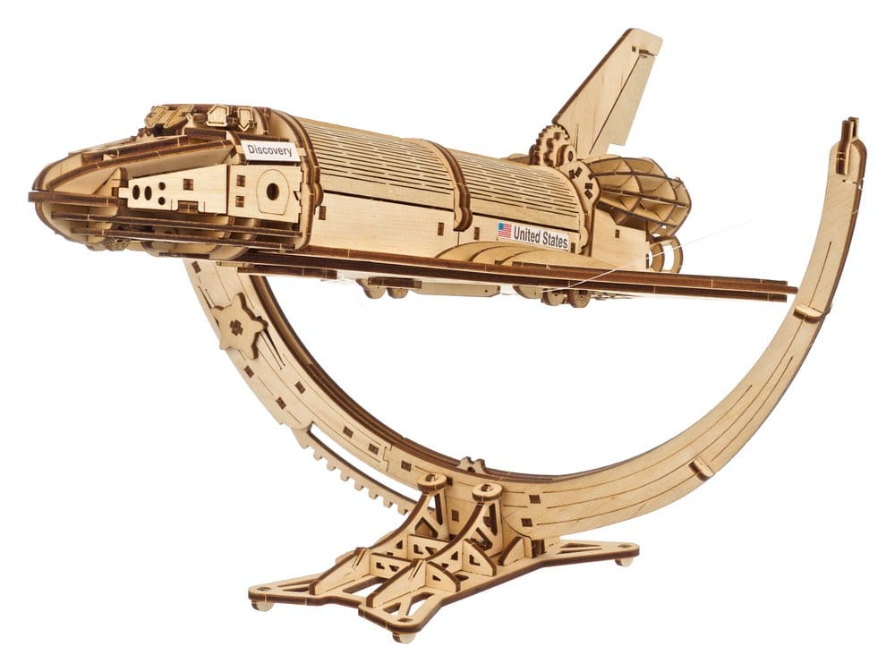NASA Space Shuttle Discovery Modellino in Legno Ugears con Telescopio Hubble e Supporto Tensegrity
