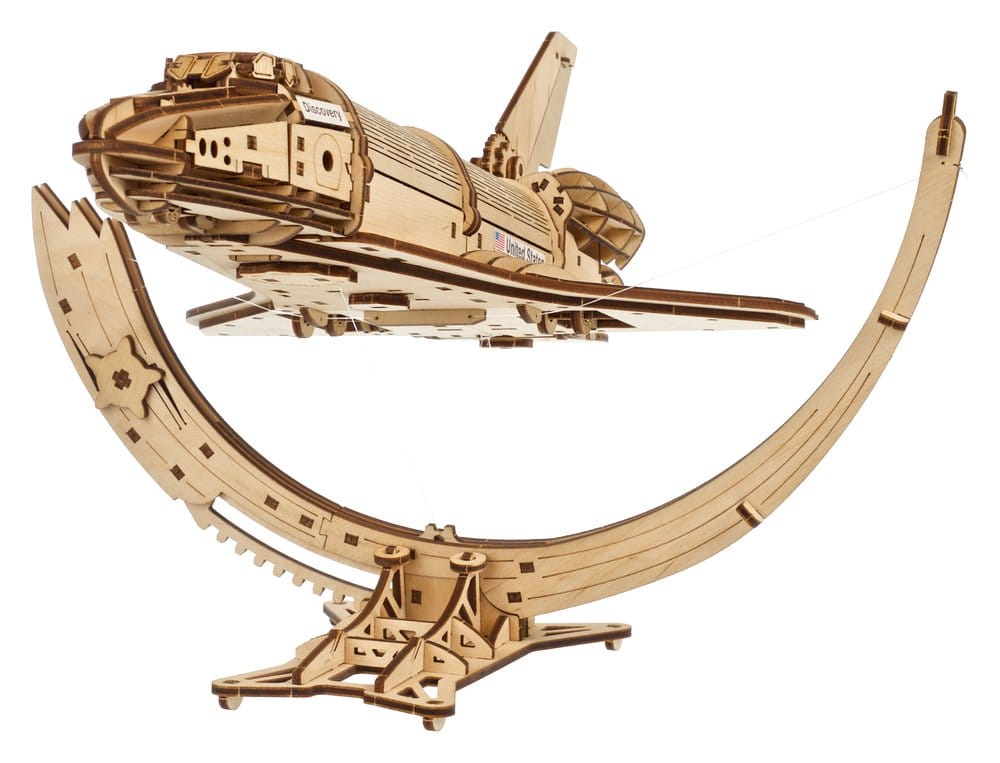 NASA Space Shuttle Discovery Modellino in Legno Ugears con Telescopio Hubble e Supporto Tensegrity
