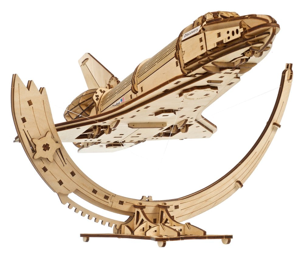 NASA Space Shuttle Discovery Modellino in Legno Ugears con Telescopio Hubble e Supporto Tensegrity
